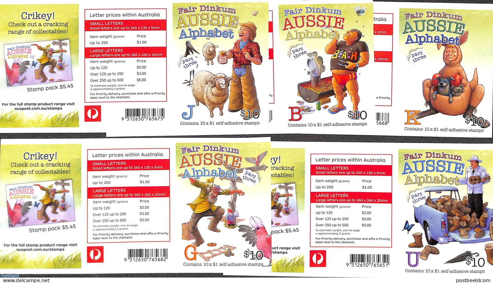 Australia 2017 Alphabet, 5 Foil Booklets, Mint NH, Stamp Booklets - Unused Stamps