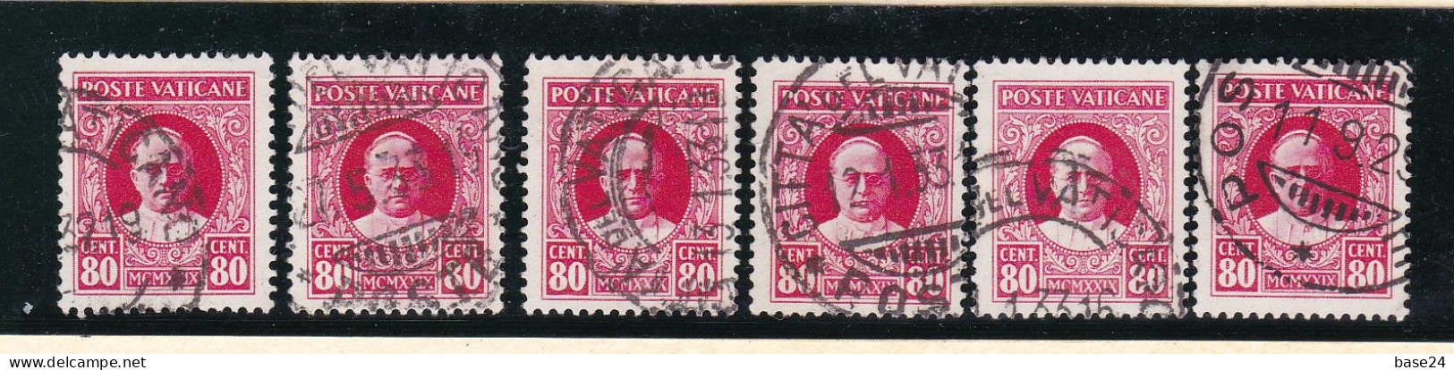 1929 Vaticano Vatican SEGNATASSE  POSTAGE DUE 80 Cent (x 6) Usati USED - Segnatasse