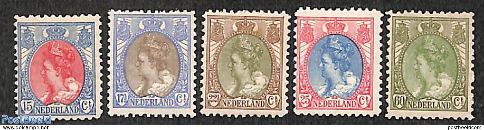Netherlands 1920 Definitives 5v, Line Perf. 11.5, Unused (hinged) - Neufs