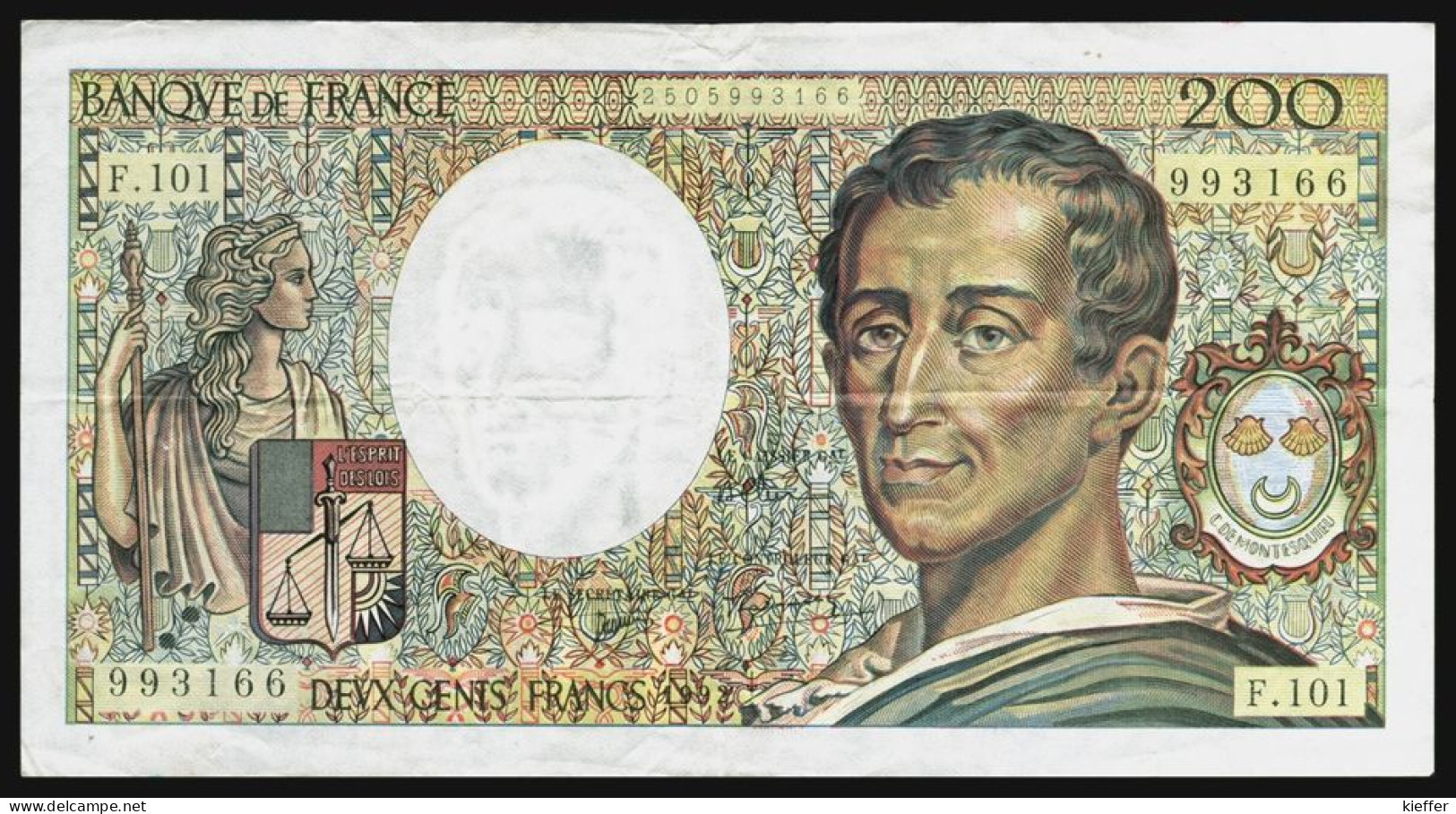 200F Montesquieu  1992 - F 101 - TTB+ - Fay : 70bis.1 - 200 F 1981-1994 ''Montesquieu''