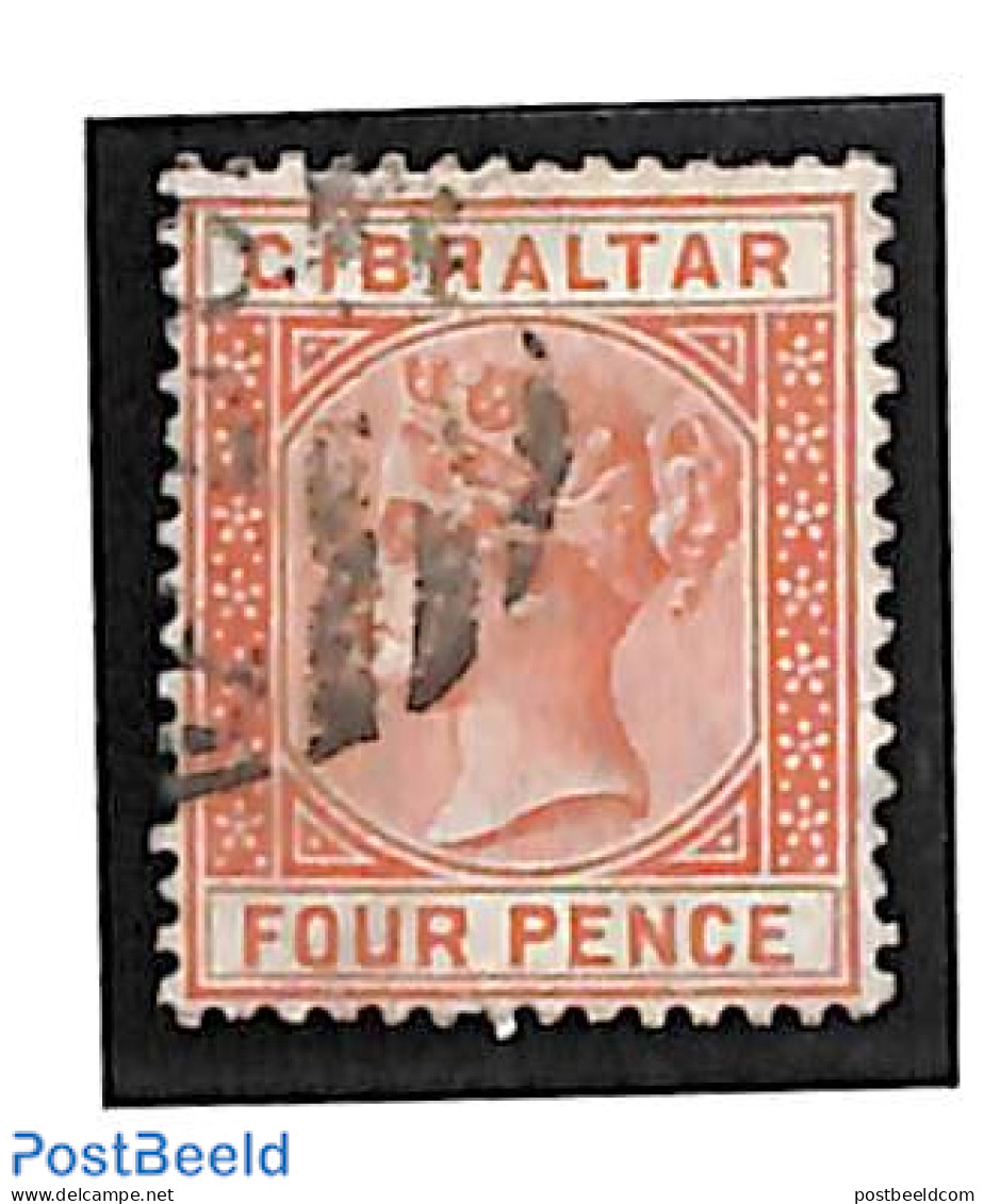 Gibraltar 1886 4d, Used, Used Stamps - Gibilterra