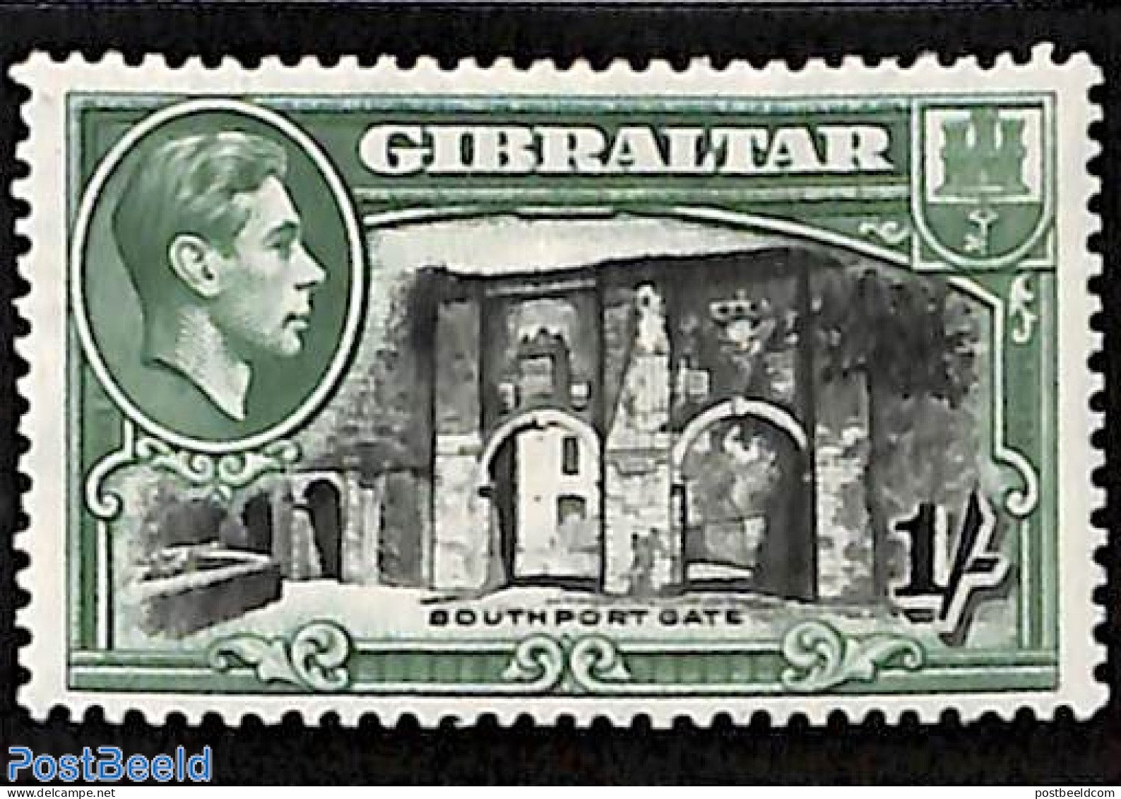 Gibraltar 1938 1Sh, Perf. 13.5, Stamp Out Of Set, Unused (hinged) - Gibraltar