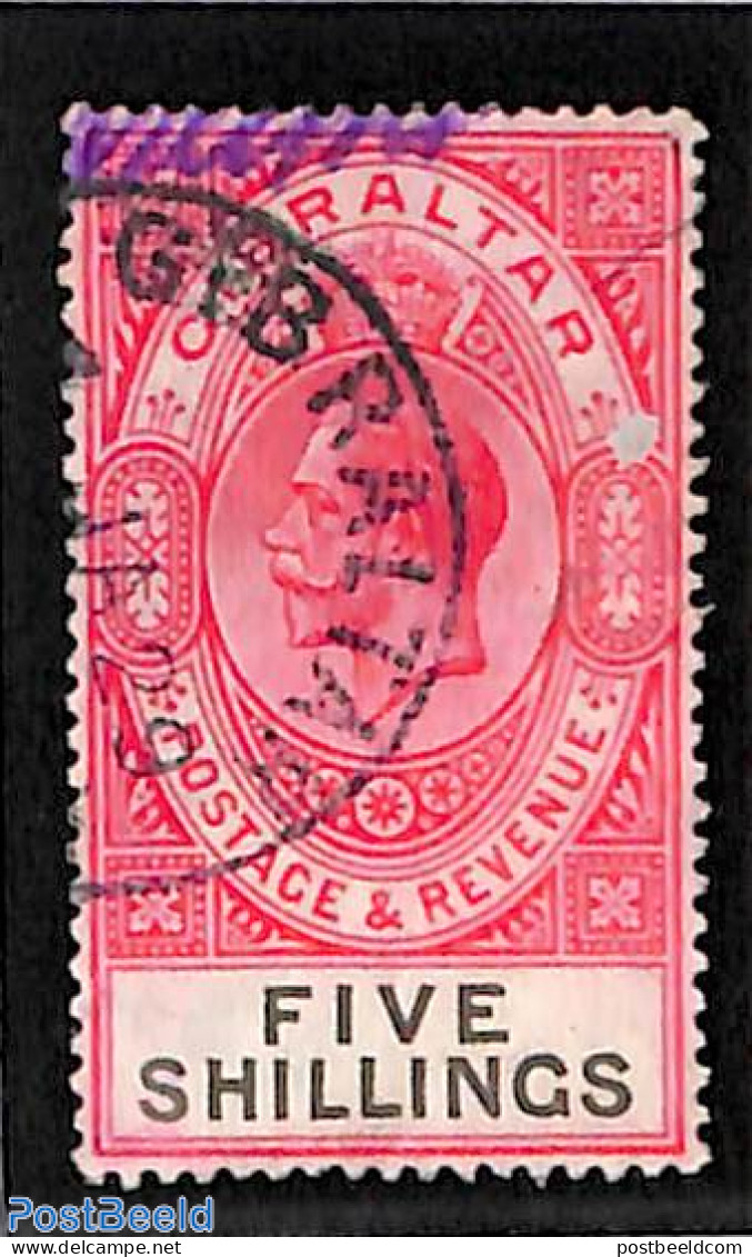 Gibraltar 1925 5sh, Used, Used Stamps - Gibilterra