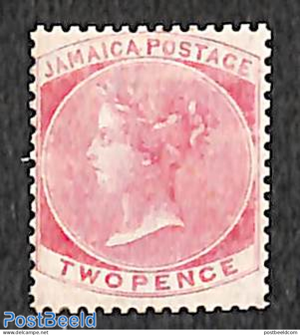 Jamaica 1860 2d, Rosa, WM Pineapple, Stamp Out Of Set, Unused (hinged) - Jamaique (1962-...)