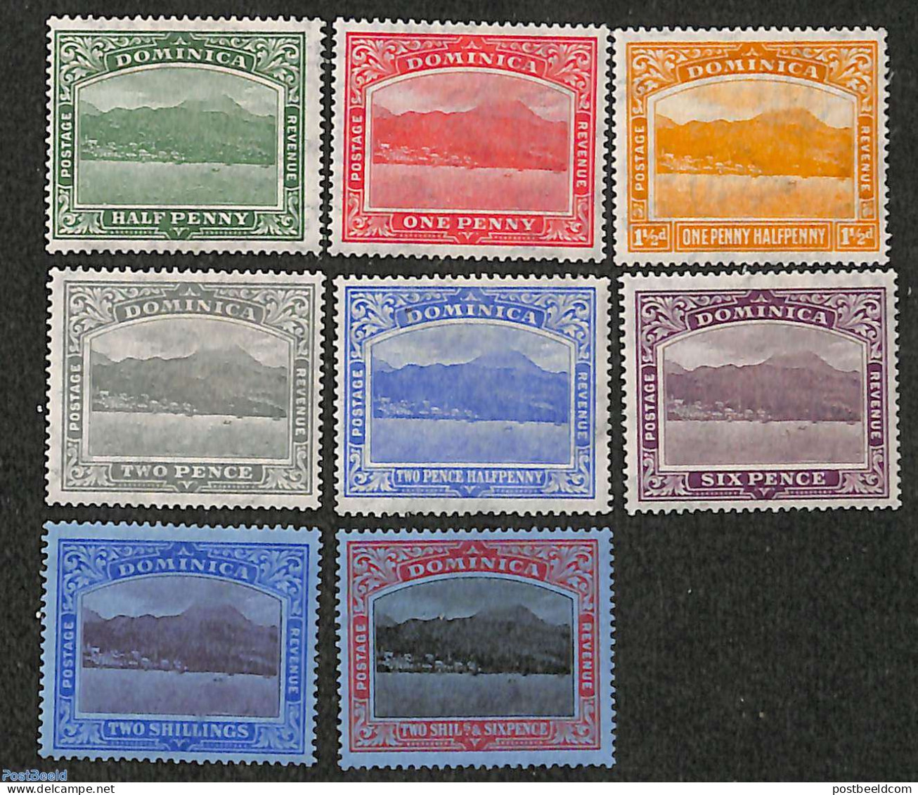 Dominica 1921 Definitives 8v, Unused (hinged) - República Dominicana