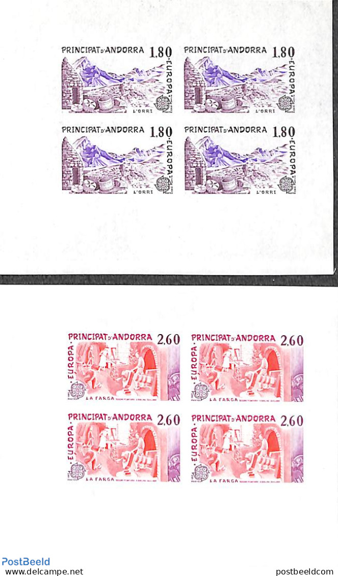 Andorra, French Post 1983 Europa 2v, Imperforated Blocks M/s With 4 Stamps, Mint NH, History - Europa (cept) - Neufs
