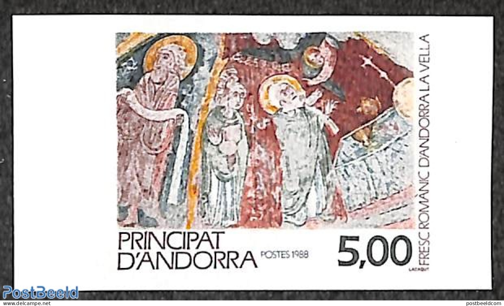 Andorra, French Post 1988 Religious Art 1v, Imperforated, Mint NH, Religion - Religion - Art - Paintings - Nuevos