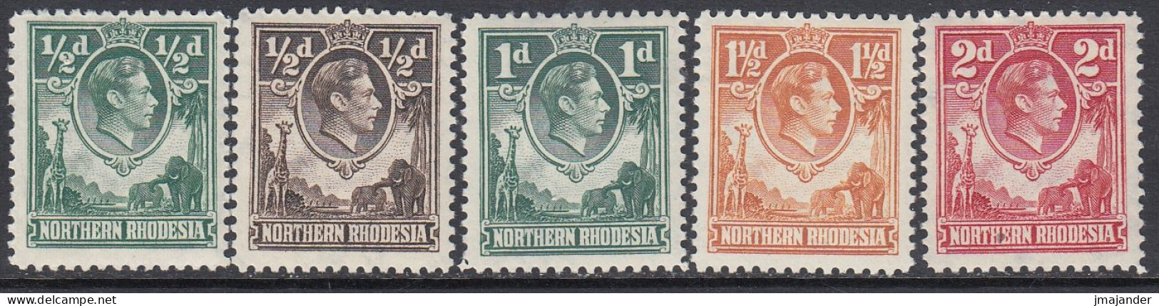 Northern Rhodesia 1938-1952 - Definitive Stamps: George VI - Mi 25,26A,28,30,32 * MLH - Rodesia Del Norte (...-1963)