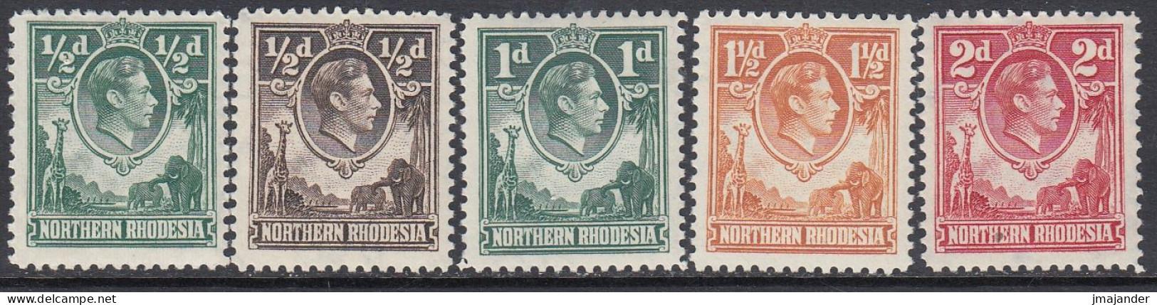 Northern Rhodesia 1938-1952 - Definitive Stamps: George VI - Mi 25,26A,28,30,32 * MLH - Nordrhodesien (...-1963)