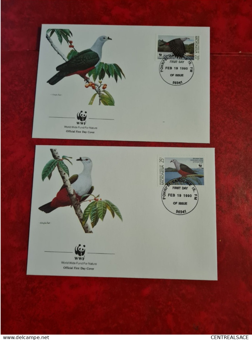 LETTRE FDC WORLD WIDE FUND 1990 MICRONESIE OISEAUX - Mikronesien