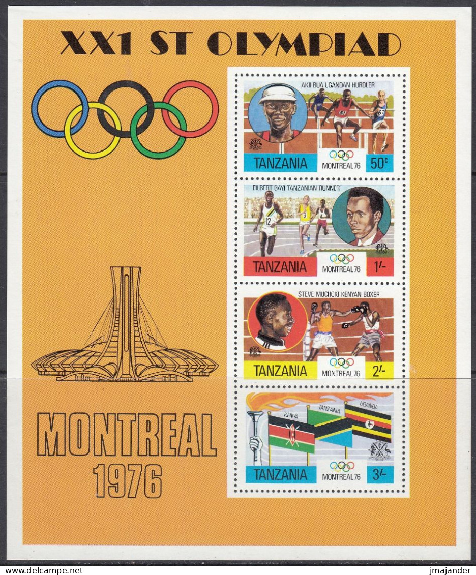 Tanzania 1976 - Olympic Games In Montreal: Athletics, Boxing, Flags - Mi Block 2 (58-61) ** MNH - Tanzania (1964-...)