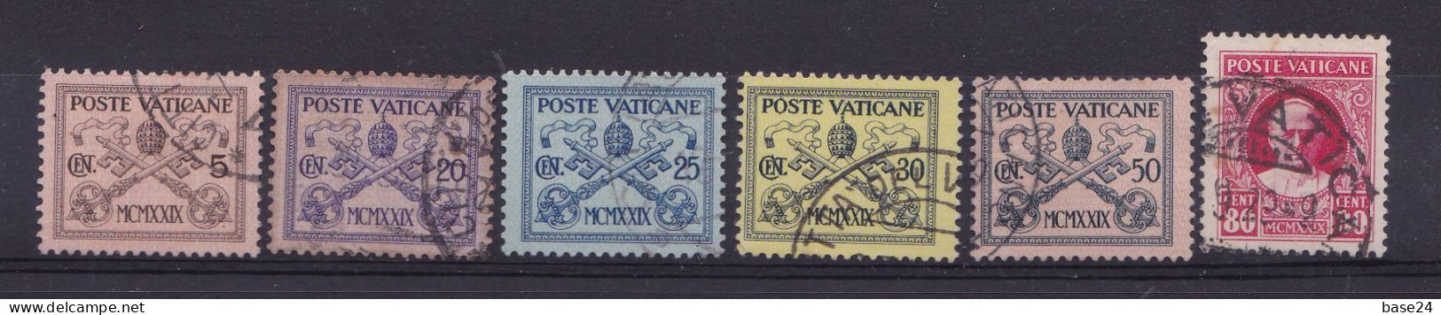 1929 Vaticano Vatican SEGNATASSE  POSTAGE DUE 6 Valori Usati: 5, 20, 25,30, 50 E 80 Cent USED - Postage Due