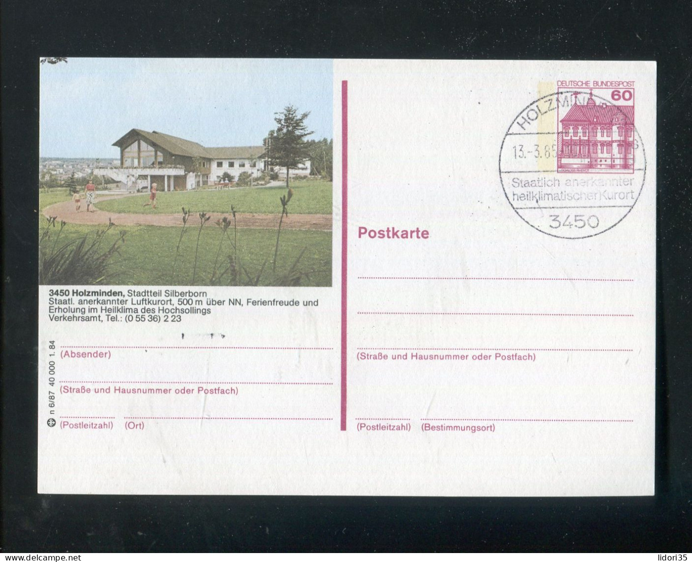 "BUNDESREPUBLIK DEUTSCHLAND" 1984, Bildpostkarte Mit Bildgleichem Stempel Ex "HOLZMINDEN" (L1056) - Bildpostkarten - Gebraucht