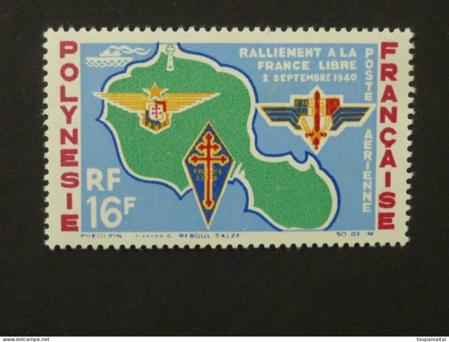POLYNESIE FRANCAISE, Poste Aérienne, Année 1964, YT N° 8 Neuf MH, Ralliement à La France Libre Le 2 Septembre 1940 - Ongebruikt