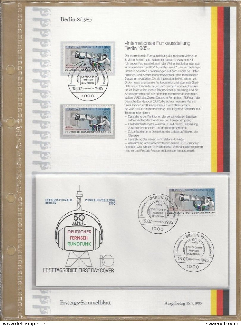 DE.- BERLIN ERSTTAGS-SAMMELBLATTER ETB 1985. Nr. 1 - 13 UND 1986. Nr 1 - 13 KOMPLETT GESAMT 42 BLATTEN IN LUXE ALBUM