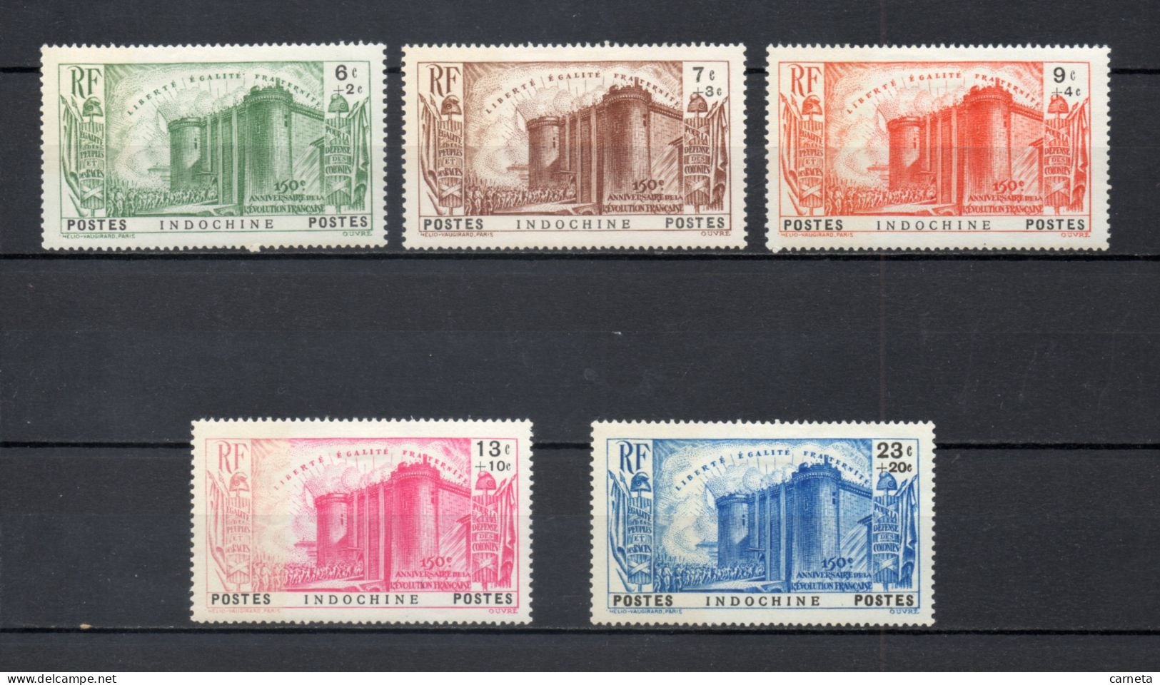 INDOCHINE  N° 209 à 213    NEUFS AVEC CHARNIERES  COTE 75.00€    REVOLUTION FRANCAISE - Unused Stamps
