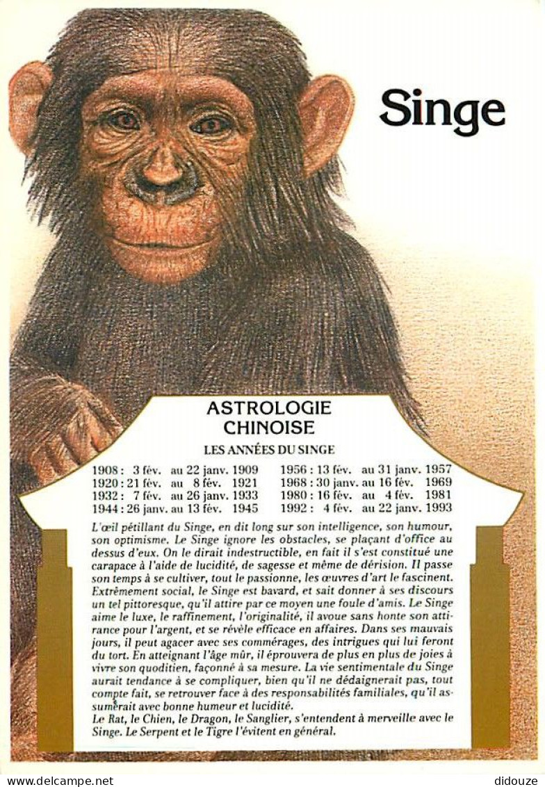 Astrologie - Astrologie Chinoise - Singe - Illustration S Lazourenko - CPM - Carte Neuve - Voir Scans Recto-Verso - Astrologia