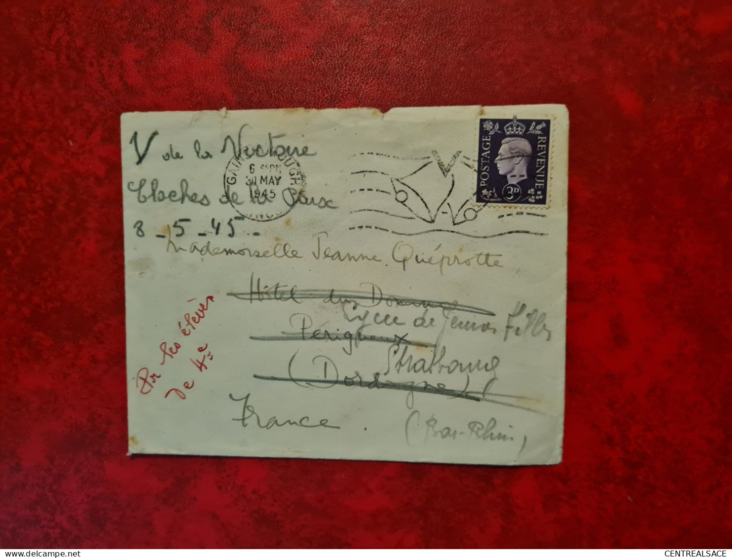 LETTRE 1945 FLAMME CLOCHE ET V - Lettres & Documents