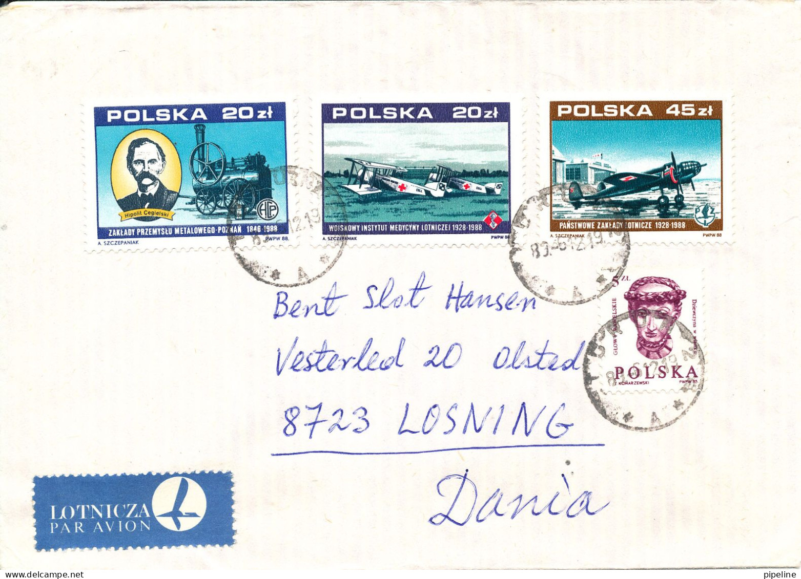Poland Cover Sent To Denmark 1989 ?? Topic Stamps - Cartas & Documentos