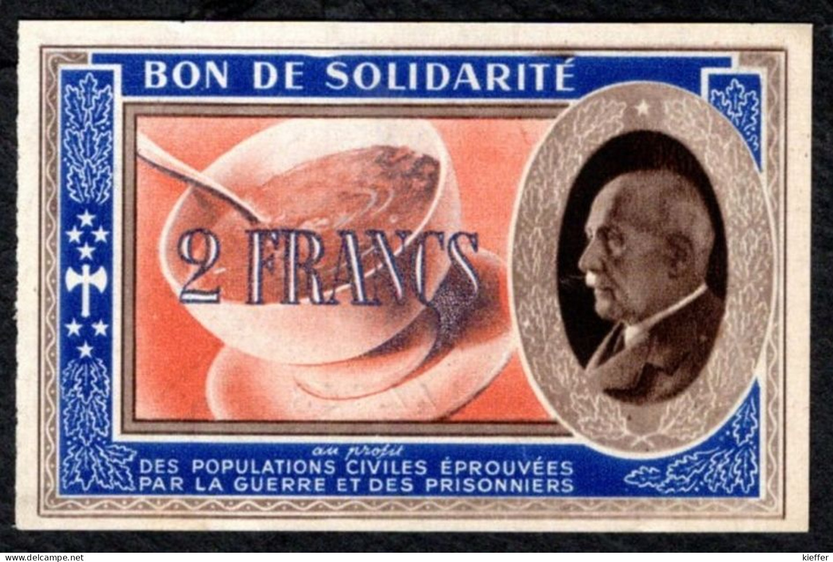 2F Bon De Solidarité Pétain - 1941 - Pr Neuf - Bons & Nécessité