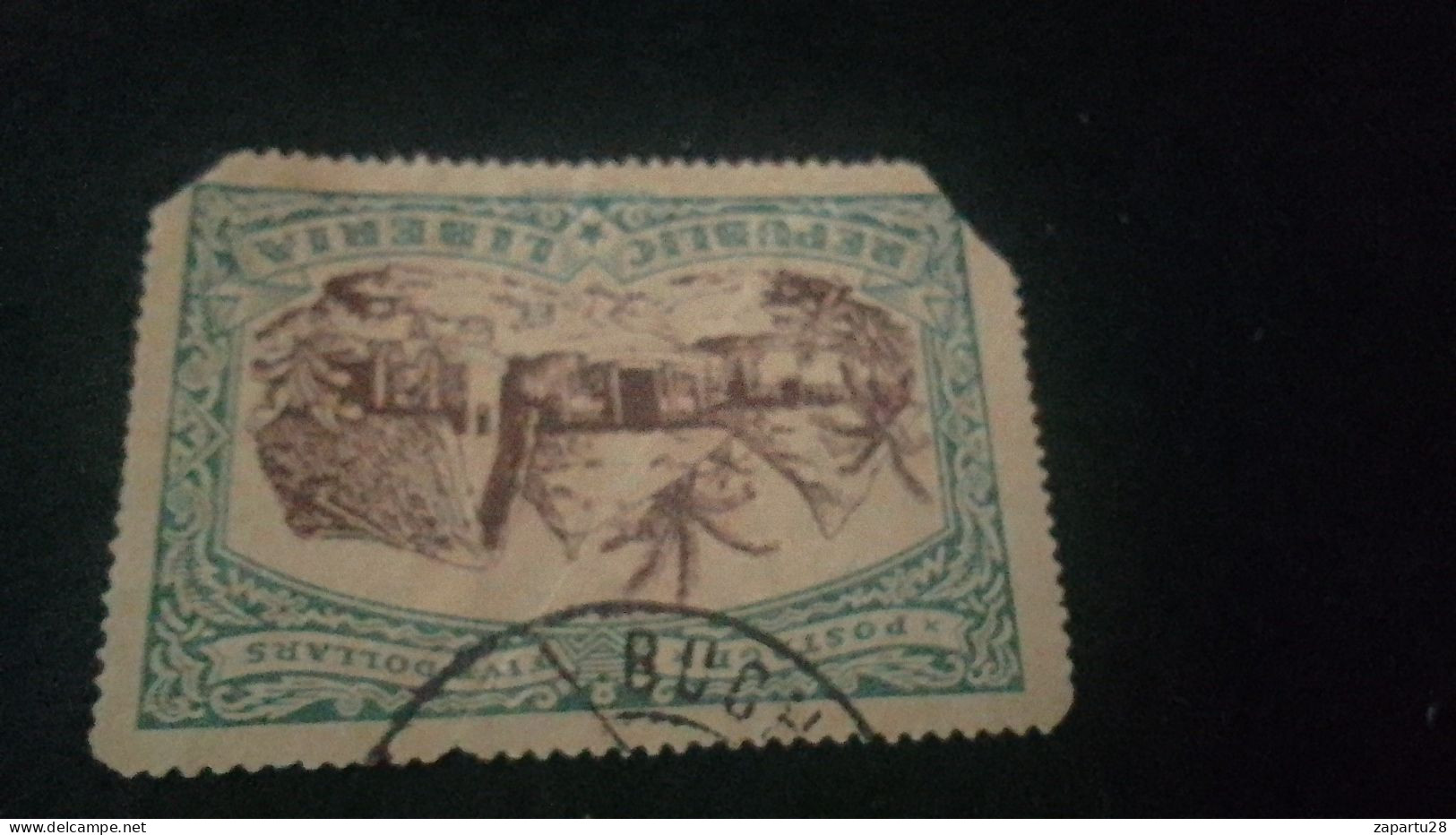 LİBERYA-1920-30   FİVE    DOLLAR      DAMGALI - Liberia