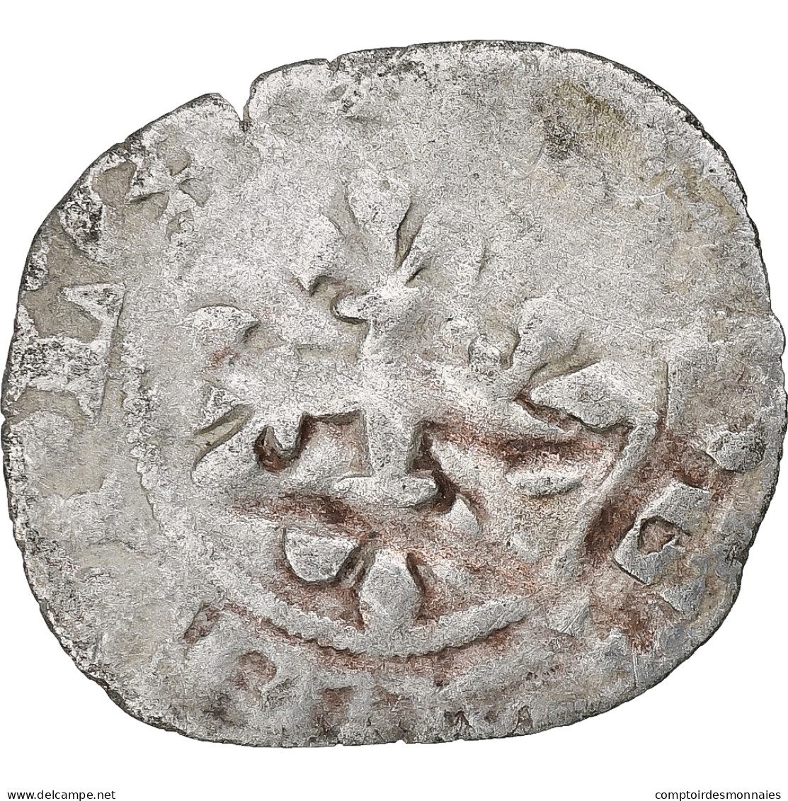 France, Charles IV, Double Parisis, 1323-1328, Billon, B+, Duplessy:244b - 1322-1328 Carlo IV Di Francia Il Bello