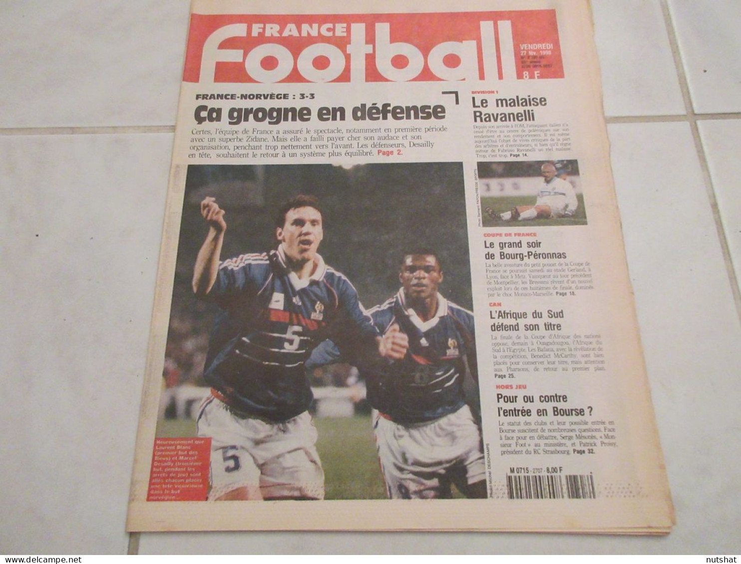FRANCE FOOTBALL 2707B 27.02.1998 FRANCE NORVEGE 3-3 COUPE AFRIQUE Des NATIONS - Andere & Zonder Classificatie