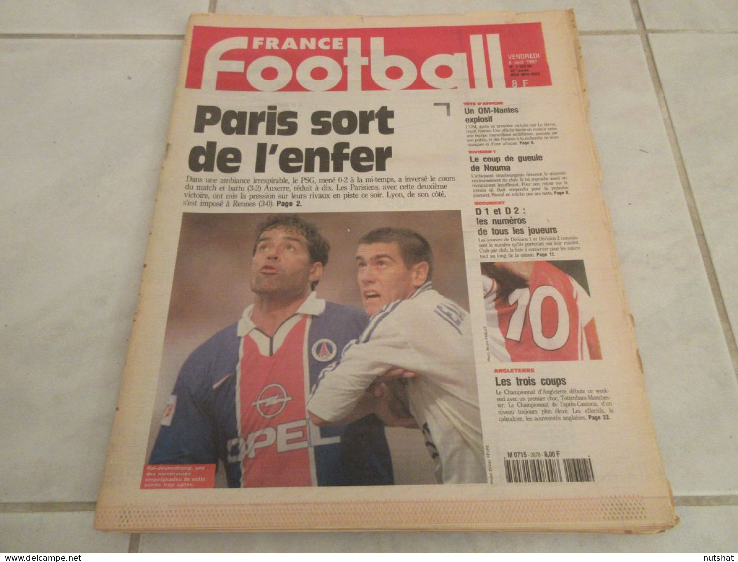 FRANCE FOOTBALL 2678B 08.08.1997 ARSENAL MANCHESTER LIVERPOOL PSG EDMILSON - Andere & Zonder Classificatie