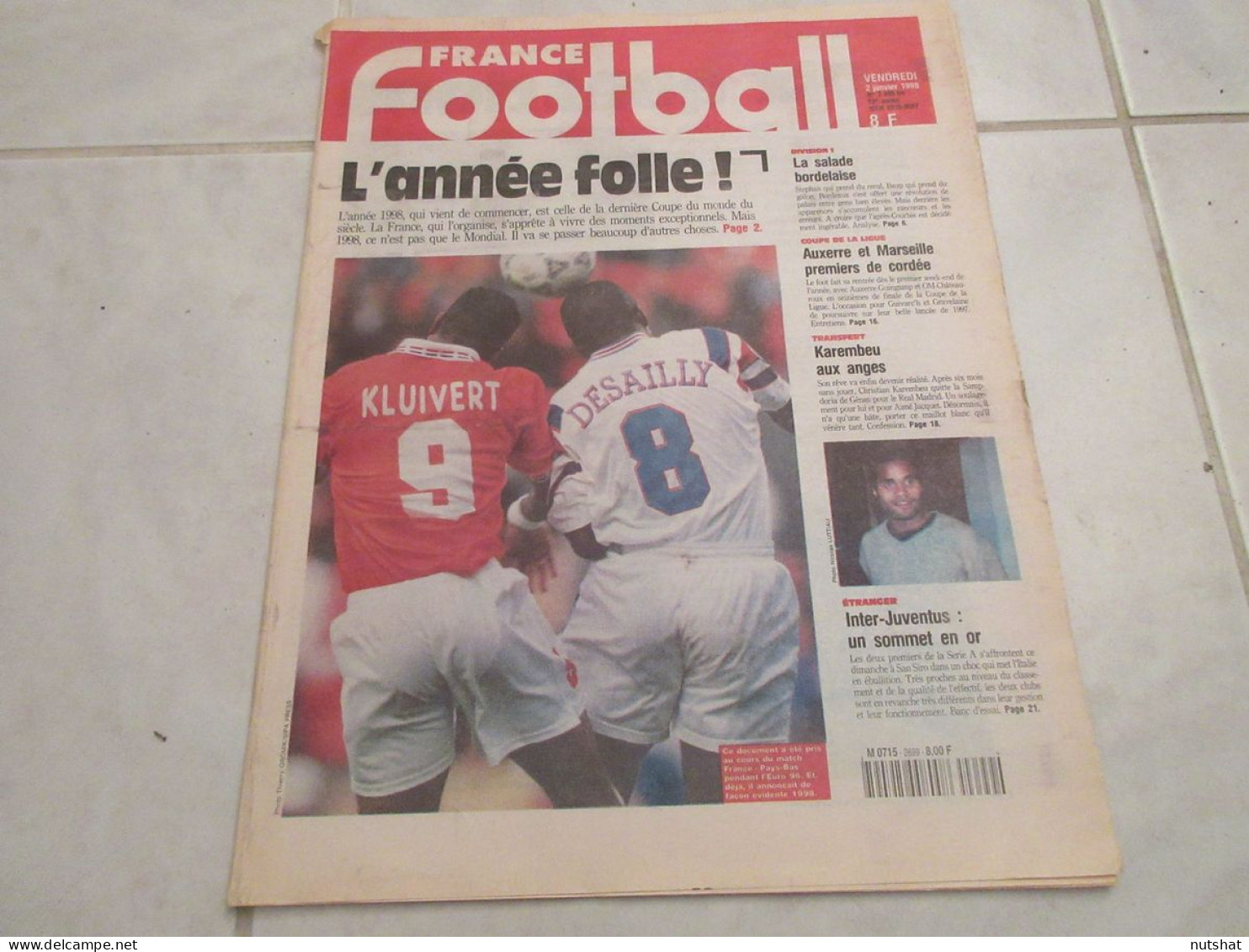 FRANCE FOOTBALL 2699B 02.01.1998 BORDEAUX TOULOUSE MARSEILLE GRAVELINE GUIVARC'H - Altri & Non Classificati