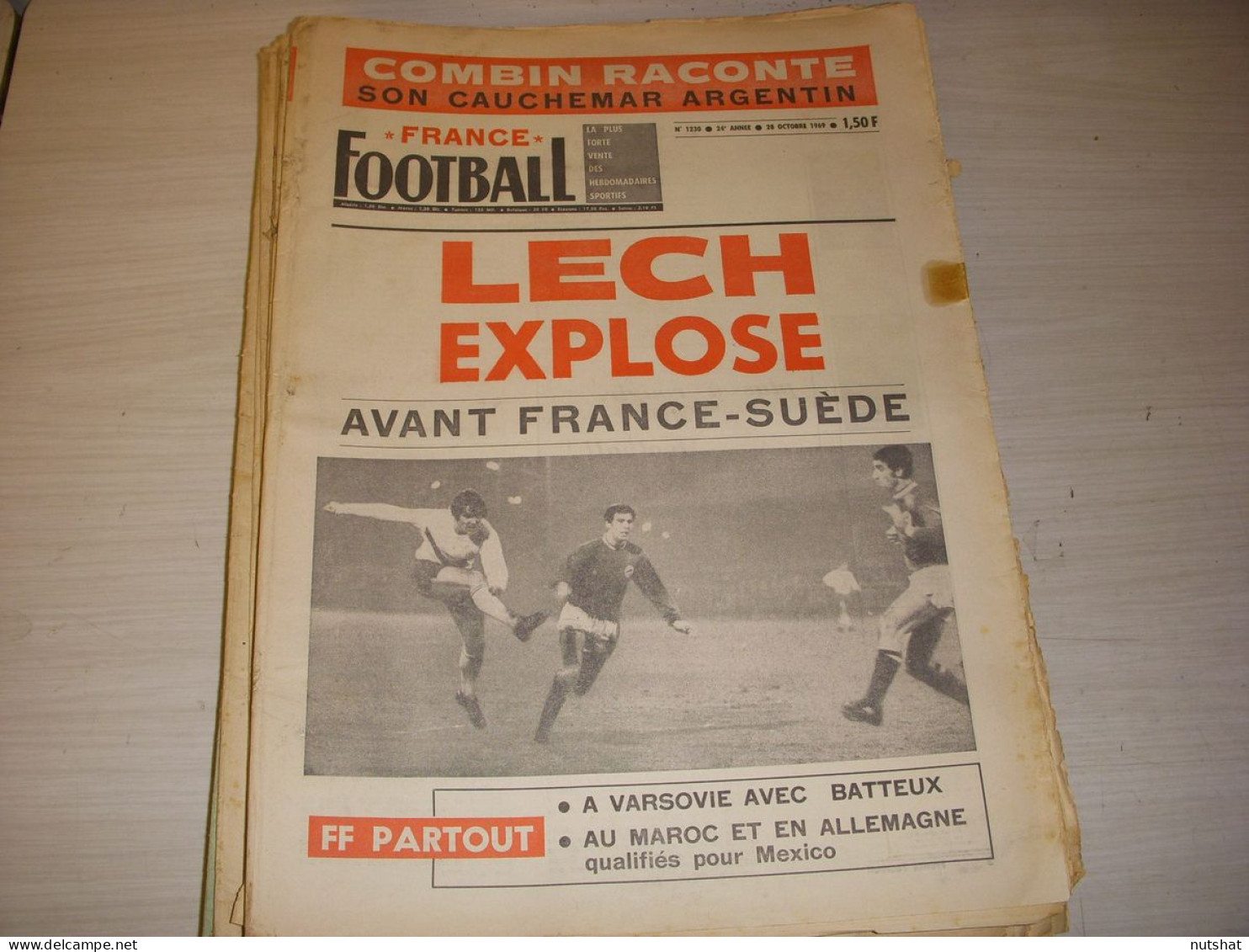FRANCE FOOTBALL 1230 28.10.1969 COMBIN LECH ARGENTINE Di STEFANO YACHINE MAROC - Other & Unclassified