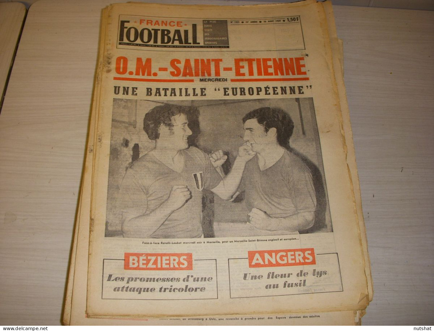 FRANCE FOOTBALL 1221 26.08.1969 St ETIENNE OM MARSEILLE REVELLI LOUBET ANGERS - Autres & Non Classés