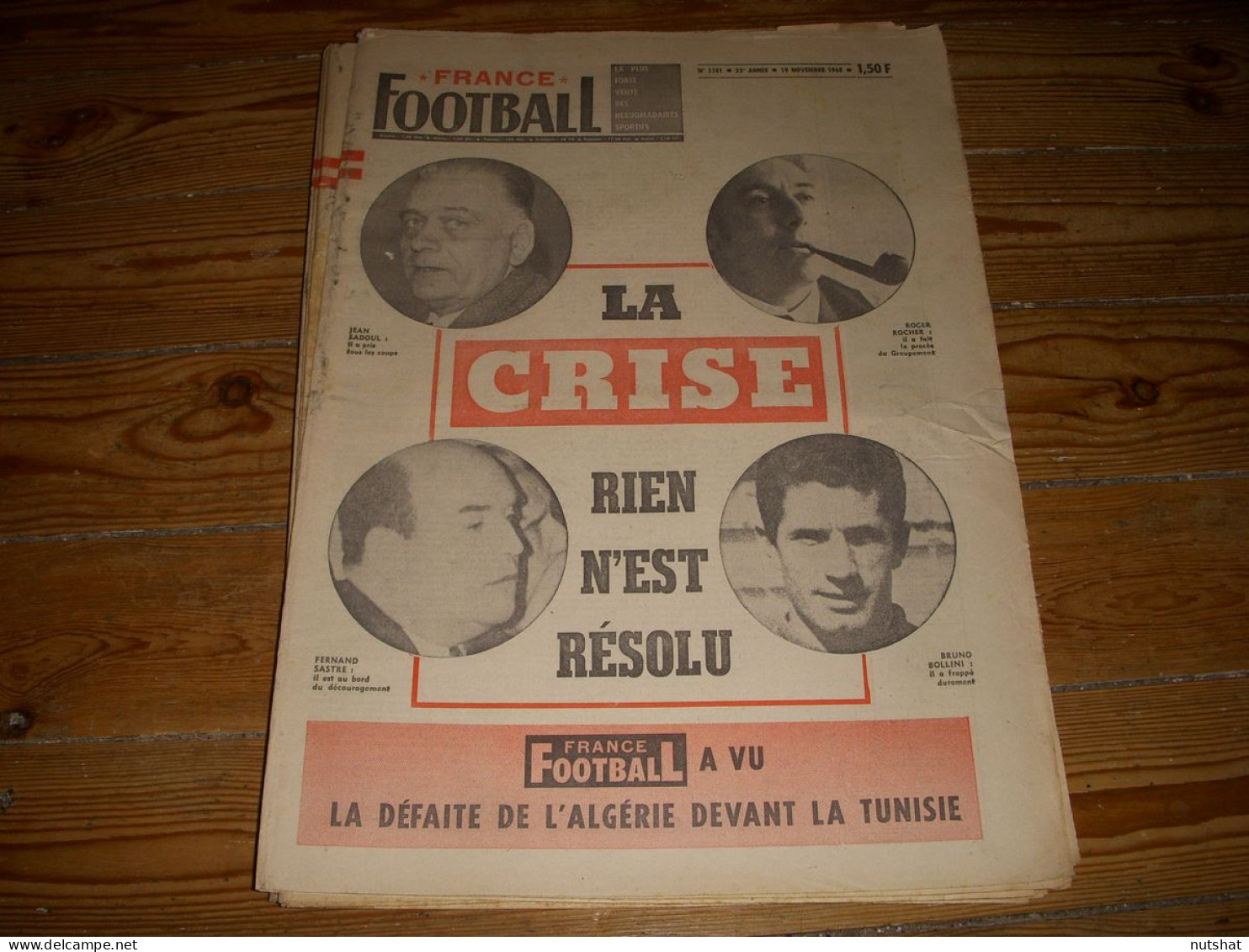 FRANCE FOOTBALL 1181 19.11.1968 ALGERIE MARSEILLE TOMBEAU Des ENTRAINEURS BRESIL - Autres & Non Classés