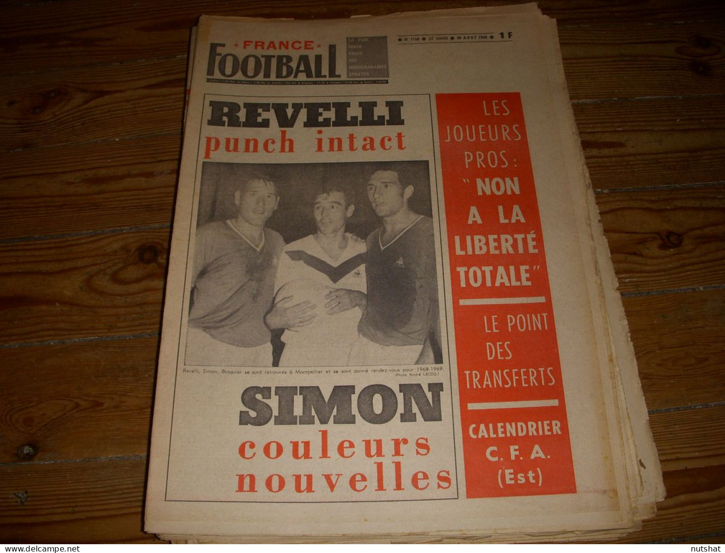 FRANCE FOOTBALL 1168 20.08.1968 Gerard HAUSSER HOMMAGE A Gabriel HANOT Le TOGO - Autres & Non Classés