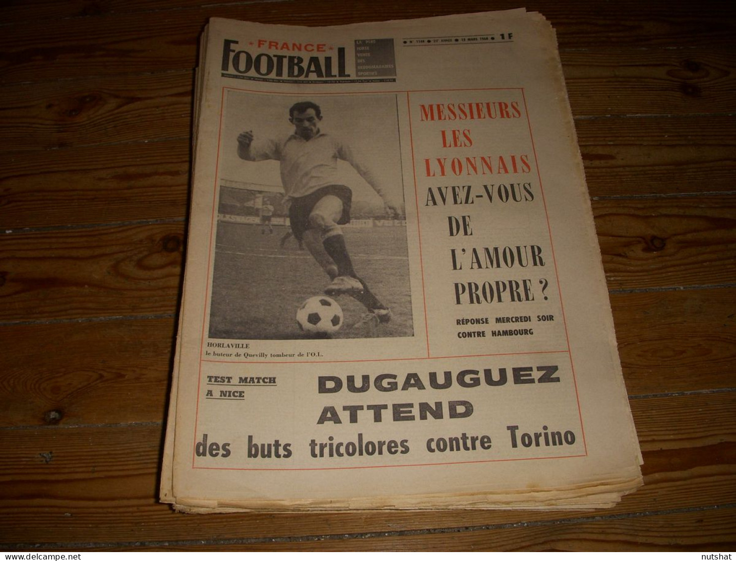 FRANCE FOOTBALL 1148 12.03.1968 LYON QUEVILLY HORLAVILLE Nestor COMBIN  - Autres & Non Classés