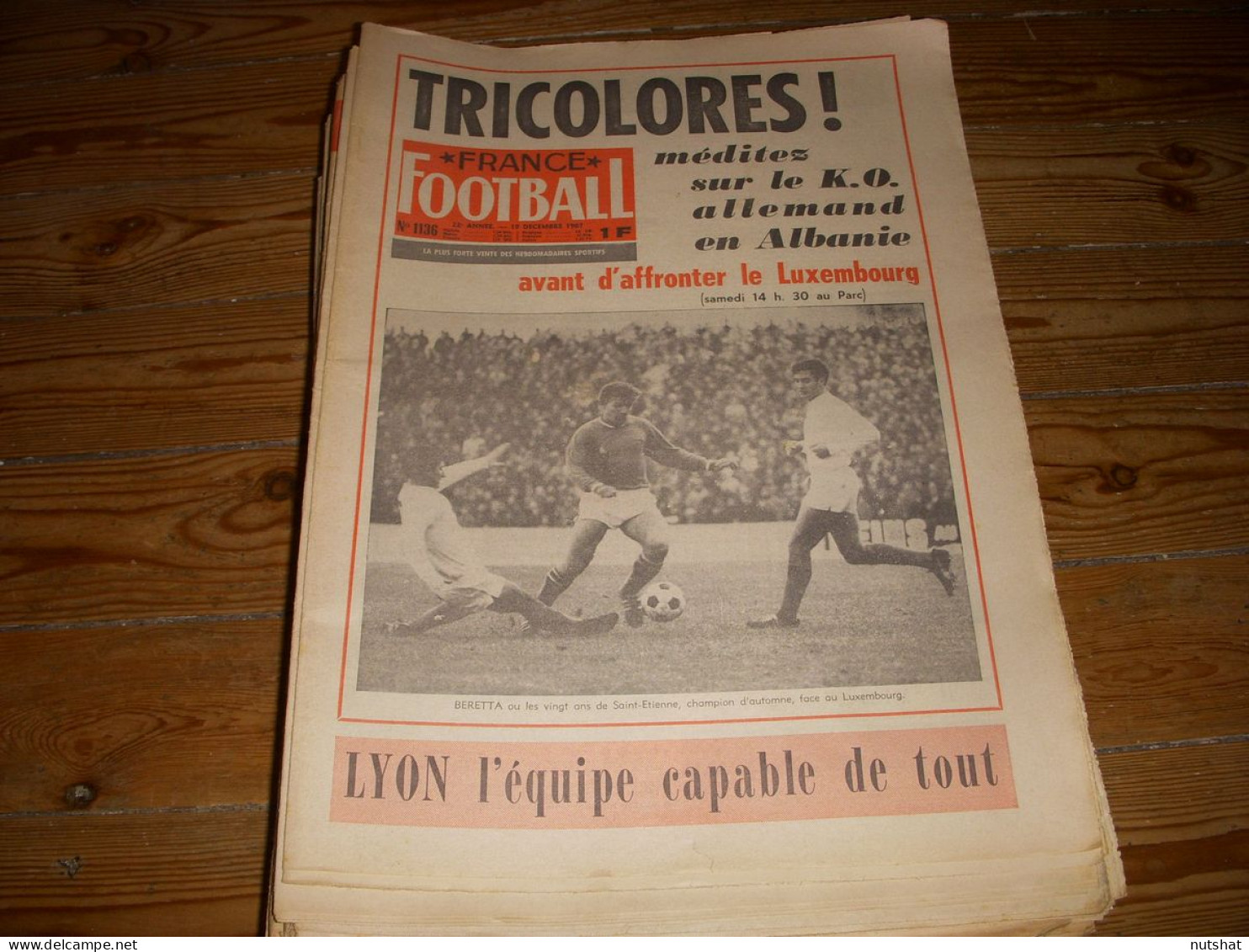 FRANCE FOOTBALL 1136 19.11.1967 Le ONZE De LYON TOTTENHAM St ETIENNE MARSEILLE - Otros & Sin Clasificación