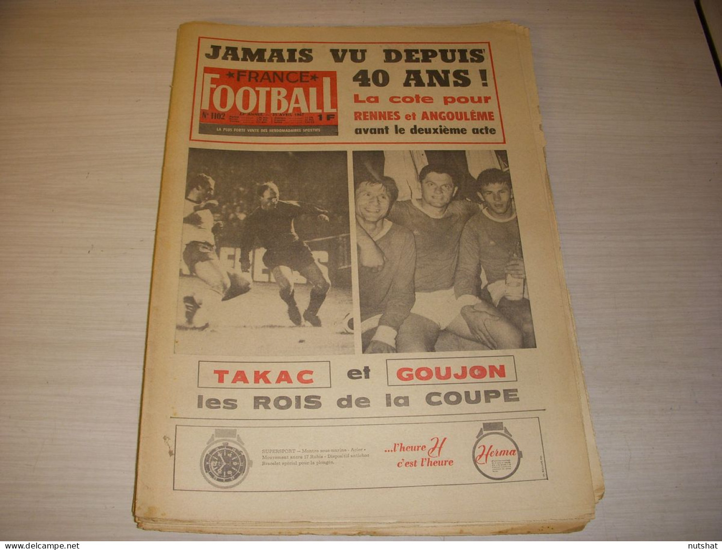 FRANCE FOOTBALL 1102 25.04.1967 COUPE RENNES ANGOULEME TAKAC GOUJON CEDOLIN - Other & Unclassified