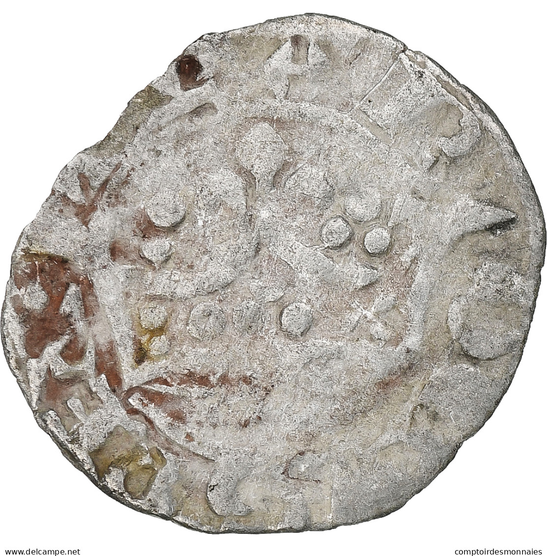 France, Charles IV, Double Parisis, 1323-1328, Billon, TB+, Duplessy:244b - 1322-1328 Charles IV The Fair