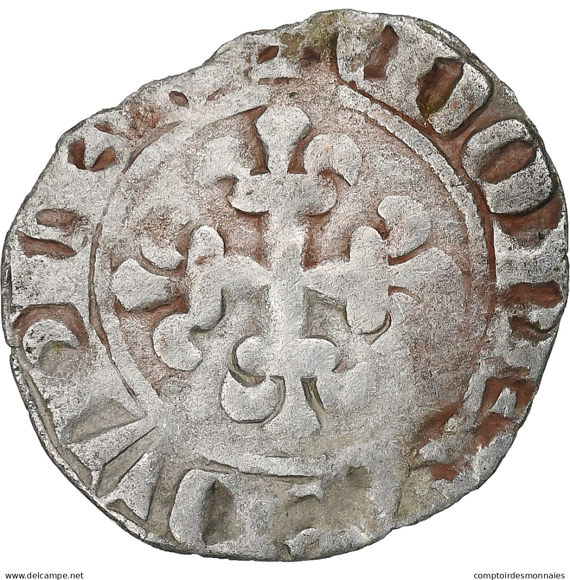 France, Charles IV, Double Parisis, 1323-1328, Billon, TB+, Duplessy:244b - 1322-1328 Charles IV The Fair