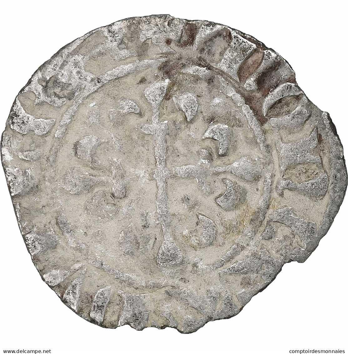 France, Charles IV, Double Parisis, 1323-1328, Billon, TB+, Duplessy:244b - 1322-1328 Charles IV The Fair