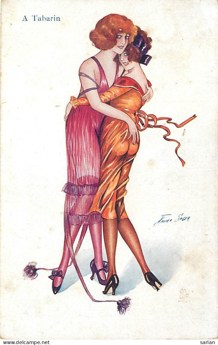 Illustration De Xavier SAGER / A Tabarin / Couple Femmes / * 513 28 - Sager, Xavier