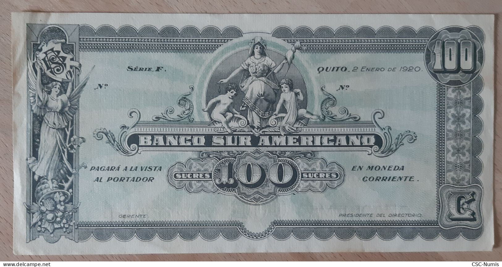 (BM009) - Equateur – 100 Sucres Non émis 1920 - Equateur