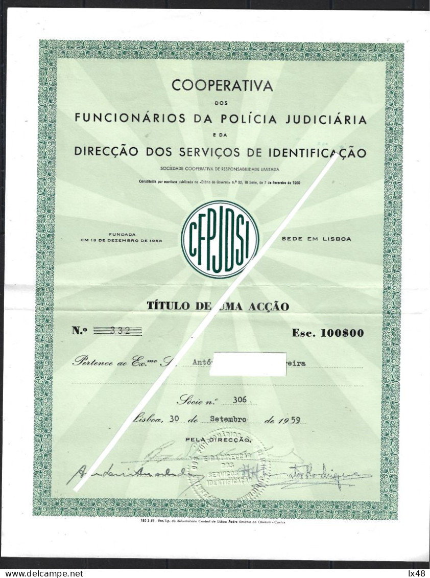 Title Of 1 Action Of Judiciary Police Cooperative And Directorate Of Identification Services Portugal 1959. Título De 1 - P - R