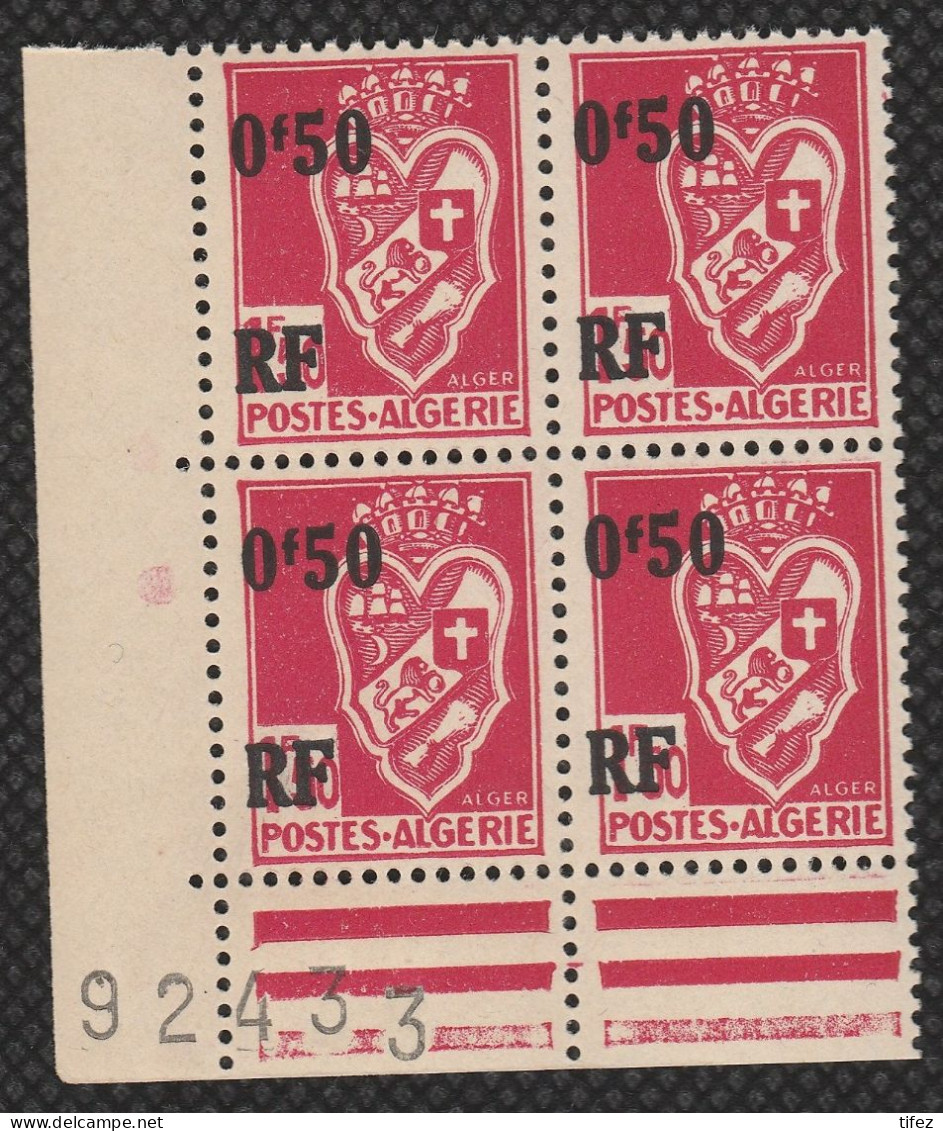 Année 1946-N°247 Neufs**MNH : Armoiries D'Alger - Type De 1942 Surchargés : Bloc De 4 (92433) - Unused Stamps