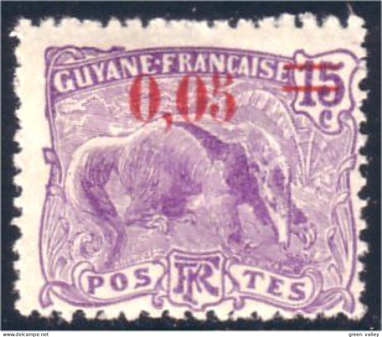 380 Guyane Francaise Fourmilier Anteater Surcharge MH * Neuf (f3-INI-26) - Unused Stamps