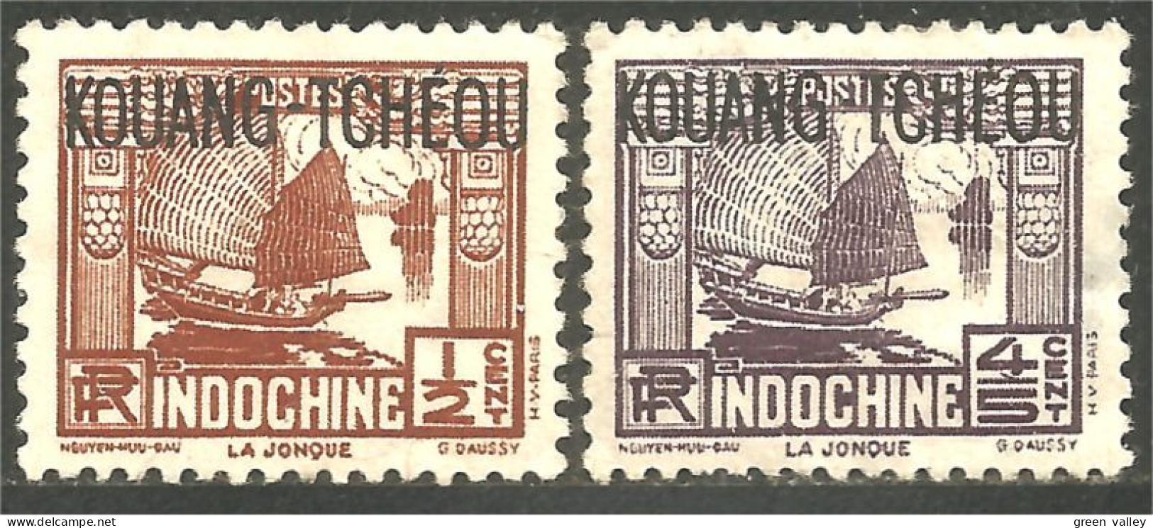 379 Indochine Bateau Ship Boat Schiff Jonque Junk Surcharge Kouang-Tcheou MH * Neuf (f3-CHI-137) - Unused Stamps