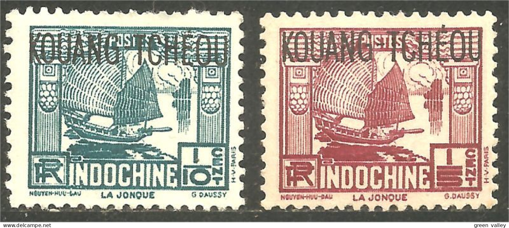379 Indochine Bateau Ship Boat Schiff Jonque Junk Surcharge Kouang-Tcheou MH * Neuf (f3-CHI-136) - Unused Stamps