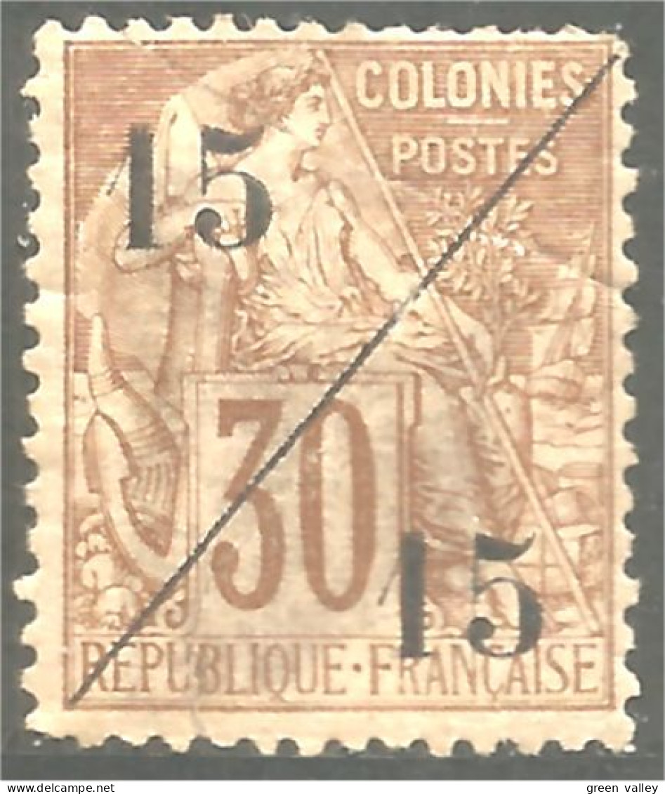 379 Cochinchine 1888 Yvert #5 Colonies Françaises 15+15 Sur 30c Brun CV = 75 Euros (f3-CHI-124) - Andere & Zonder Classificatie
