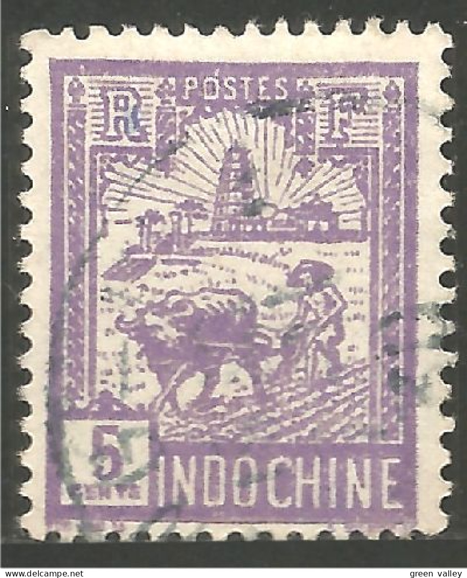 379 Indochine 5c Laboureur Plower Boeuf Ox Vache Buffle Buffalo Agriculture Cow (f3-CHI-87) - Agricultura