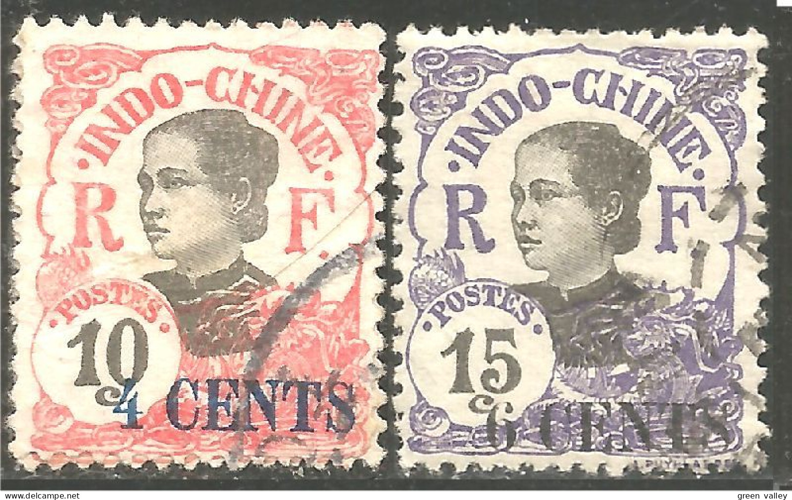 379 Indochine Surcharge 1919 Femme Annamite Woman (f3-CHI-98) - Usados