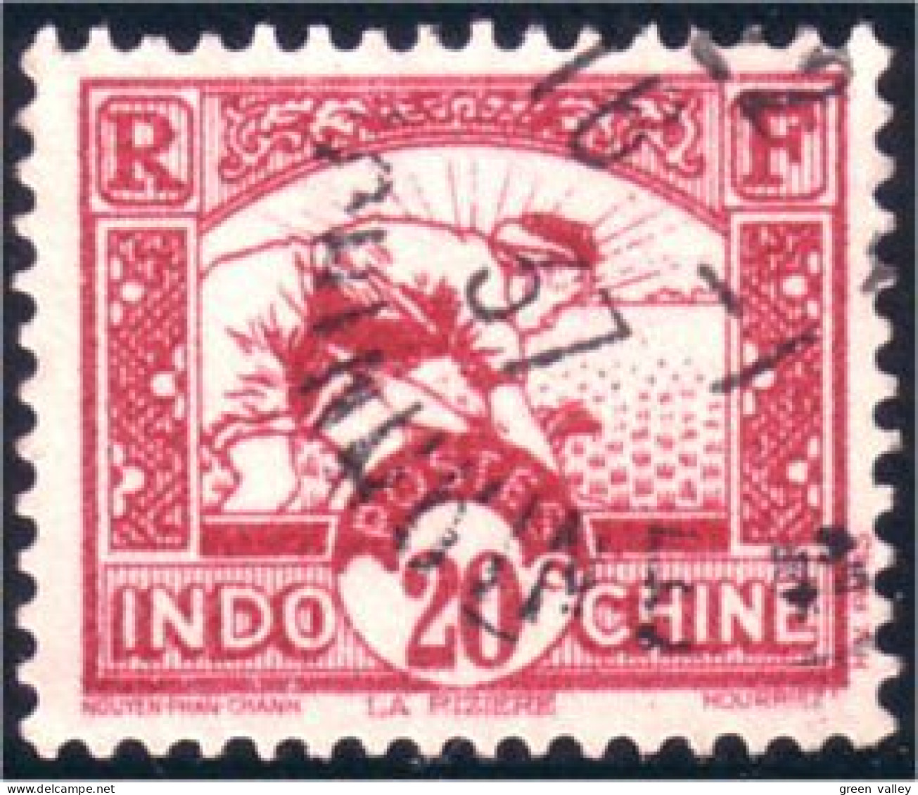 379 Indochine 20c Riziere Rice Field (f3-CHI-52) - Usati